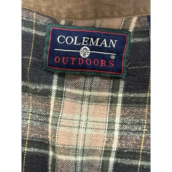 VTG Coleman Outdoors Shirt Mens XL Brown Twill Plaid Flannel Lined Chore Work - Picture 4 of 11